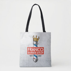 Tote Bag Barber Hair Shop King Crown Barber Pole Hair Salon