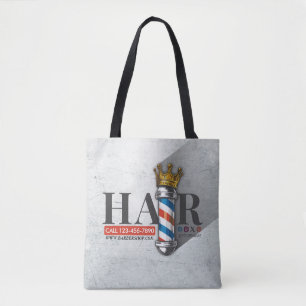 Tote Bag Barber Hair Shop King Crown Barber Pole Hair Salon