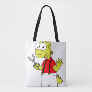 Tote Bag Barbier À Rex Tyrannosaurus Avec Ciseaux.