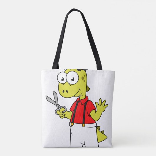 Tote Bag Barbier À Rex Tyrannosaurus Avec Ciseaux. (Dos)