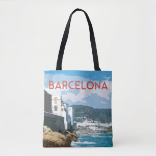 Tote Bag Barcelone, Espagne Vue artistique du littoral