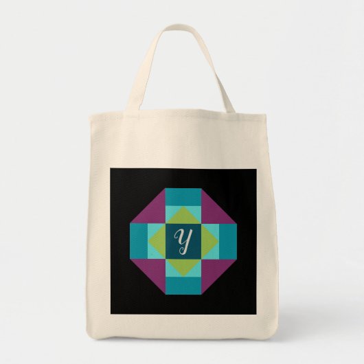 Tote Bag Barn Quilt Bloc de toile Monogramme (Devant)