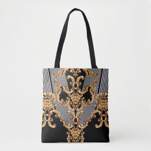 Tote Bag Baroque doré, décoration complexe. (Devant)