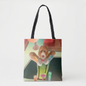 Tote Bag Bartending Dog in Retro Bar (Devant)