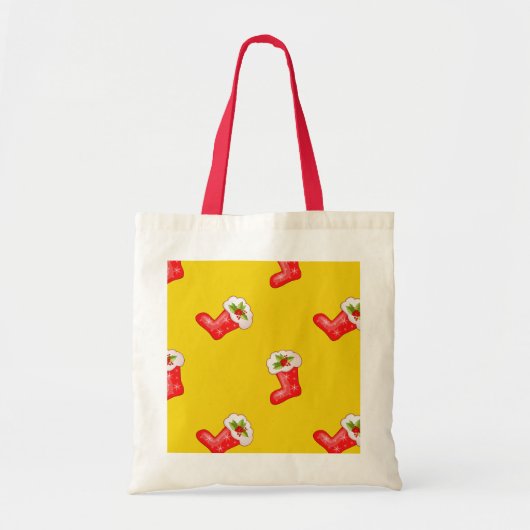 Tote Bag Bas rouges de Noël sur Jaune (Devant)