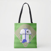 Tote Bag Base-ball bleu personnalisé (Devant)