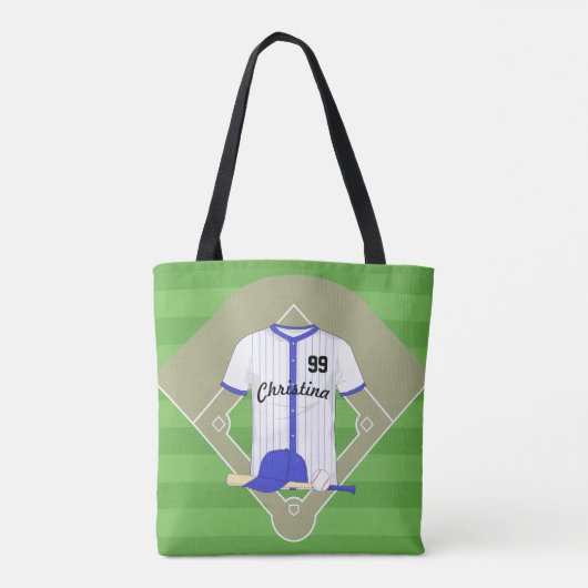 Tote Bag Base-ball bleu personnalisé (Dos)