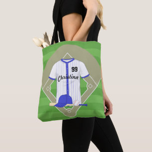 Tote Bag Base-ball bleu personnalisé