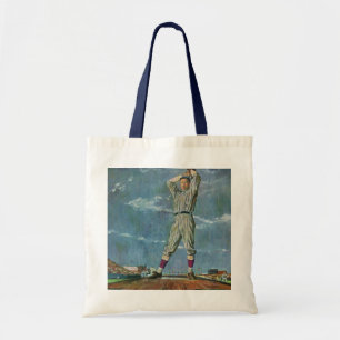 Tote Bag Base-ball sportif vintage, lanceur dans un match d