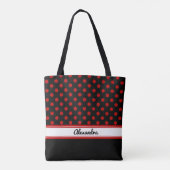 Tote Bag Base noire et Pois rouge personnalisée (Dos)