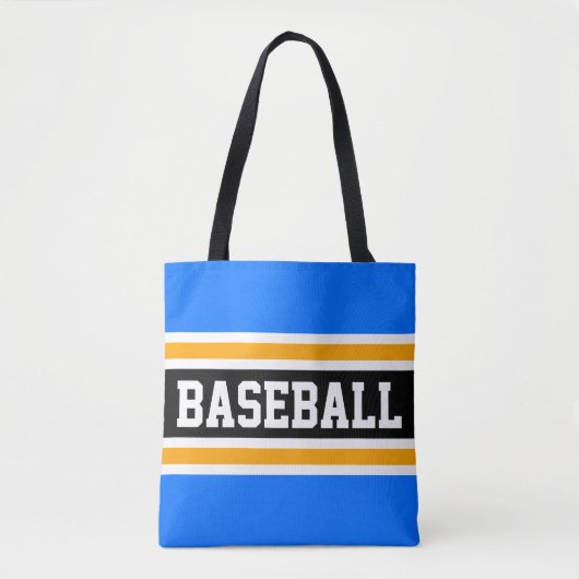 Tote Bag BASEBALL Athlétique Bleu clair Bleu Noir Jaune ray (Devant)