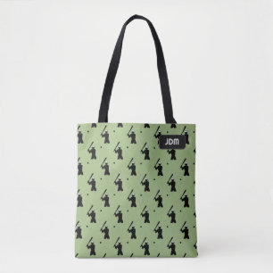 Tote Bag Baseball - Batting Motif - vos initiales ou votre