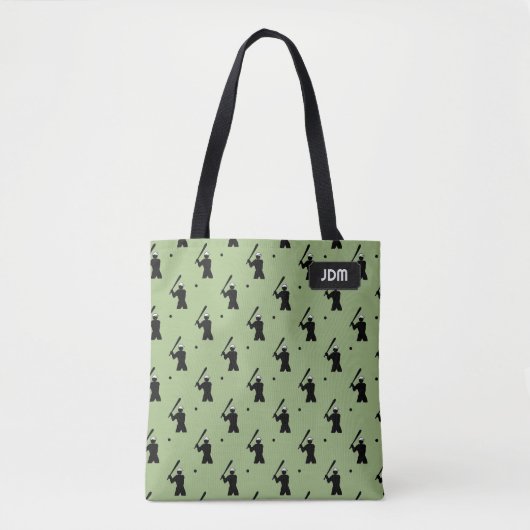 Tote Bag Baseball - Batting Motif - vos initiales ou votre (Devant)