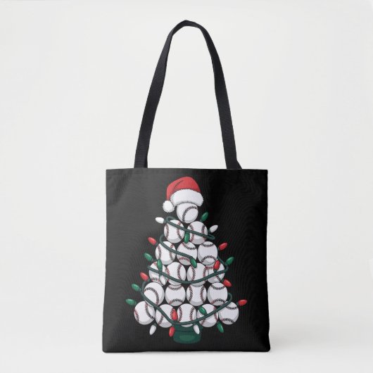 Tote Bag Baseball Christmas Tree Santa Sports (Devant)