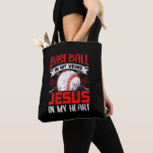 Tote Bag Baseball Dans Mes Veines Jésus Dans Mon Coeur Base (De près)