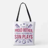 Tote Bag Baseball Fier Mère Je Prie Avant Que Mon Fils Ne J (Dos)