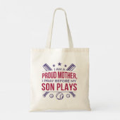 Tote Bag Baseball Fier Mère Je Prie Avant Que Mon Fils Ne J (Dos)