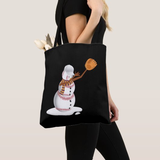 Tote Bag Baseball Noël Dubbing Snowman Cadeau maman ou papa (De près)