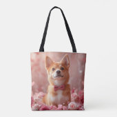 Tote Bag Basenji avec des roses - Saint-Valentin (Dos)