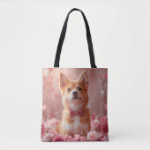 Tote Bag Basenji avec Rose - Saint Valentin (Devant)