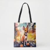 Tote Bag Basenji D'Halloween Avec Peur Citrouille (Devant)