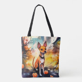 Tote Bag Basenji D'Halloween Avec Peur Citrouille (Dos)