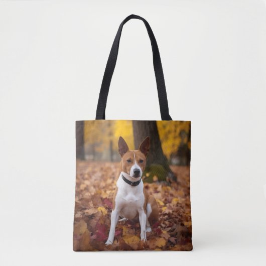 Tote Bag Basenji en automne Feuilles automne Inspiration (Devant)