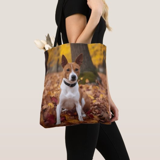 Tote Bag Basenji en automne Feuilles automne Inspiration (De près)