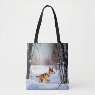 Tote Bag Basenji Qu'il neige Noël 
