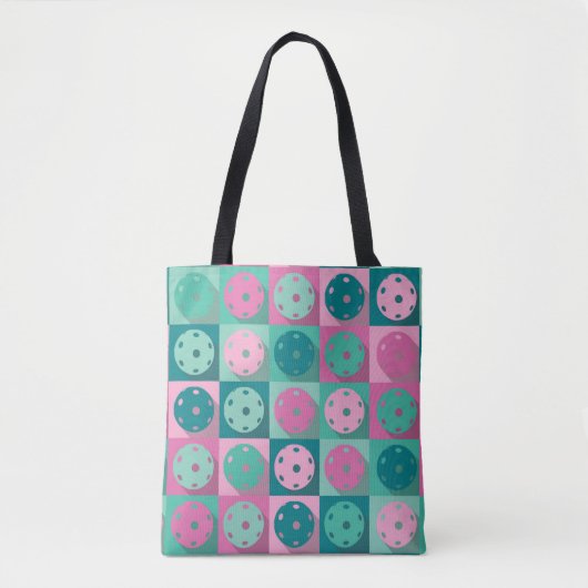 Tote Bag Basket-ball - boules de pickleball minces et roses (Devant)
