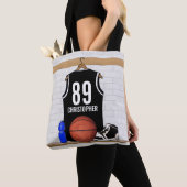 Tote Bag Basket-ball noir et blanc du Jersey (De près)