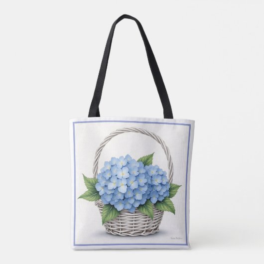 Tote Bag Basket of Blue Hydrangeas (Dos)
