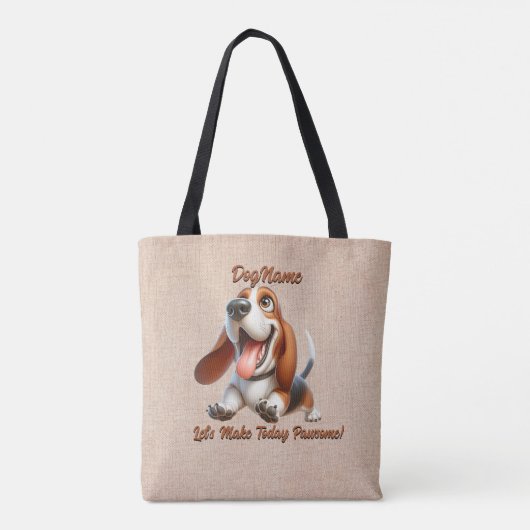 Tote Bag Basset Hound - Ajouter le nom du chien, modifier l (Dos)