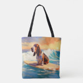 Tote Bag Basset Hound Beach Surf Peinture (Dos)