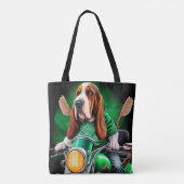 Tote Bag Basset Hound Chien conduisant vélo St. Patrick's D (Dos)