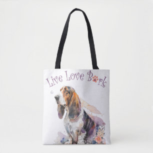 Tote Bag Basset Hound Chien Maman Floral