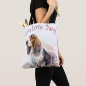 Tote Bag Basset Hound Chien Maman Floral (De près)