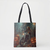 Tote Bag Basset Hound équitation moto Halloween effrayant (Devant)