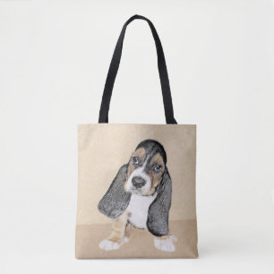 Tote Bag Basset Hound Peinture Chiot - Art Chien original