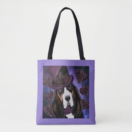 Tote Bag Basset Hound STEAMPUNK (Devant)