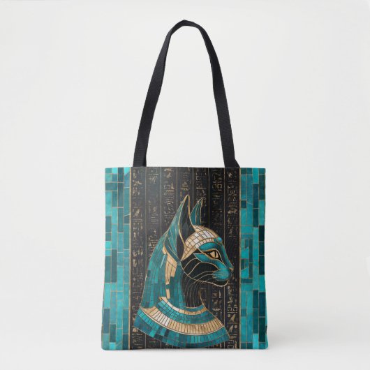 Tote Bag Bastet, déesse chatte égyptienne - Art mosaïque (Devant)