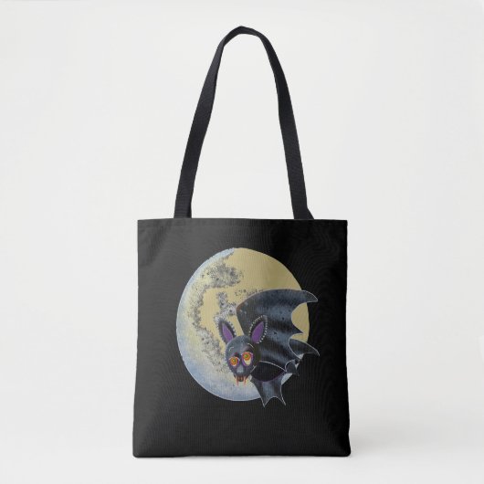 Tote Bag Bat à Pleine lune Halloween Drunk (Devant)