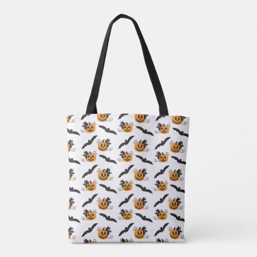 Tote Bag Bat Citrouille Jack-o'-lantern Bat noir orange (Dos)