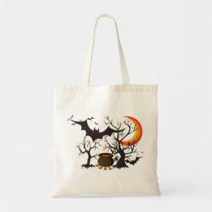 Tote Bag Bat Moon et Cauldron Trick ou Treat Bag