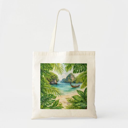 Tote Bag Bateau à longue queue de plage tropicale de Krabi (Devant)
