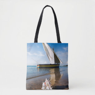 Tote Bag Bateau à voile et Shell Mozambique, loge de