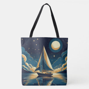 Tote Bag Bateau à voile la nuit