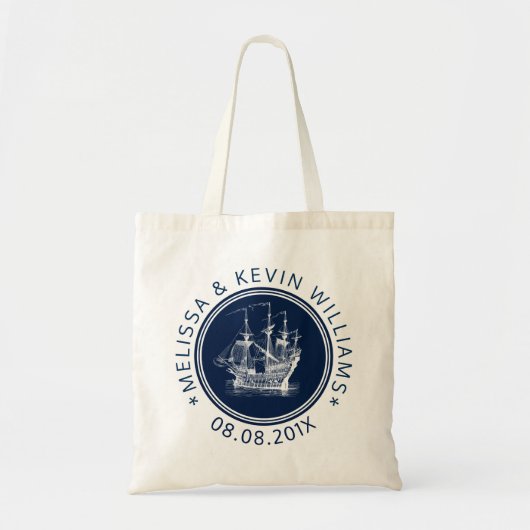 Tote Bag Bateau à voile marin bleu marine (Devant)