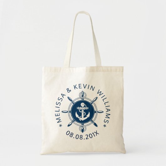 Tote Bag Bateau Bleu Marine Roue Et Ancre (Devant)