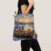 Tote Bag Bateau de Noël de Boxer pour les Fêtes (De près)